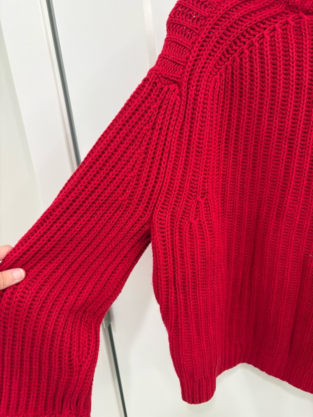 J.Crew Knit Heritage Cotton Fisherman Crewneck Sweater in Racing Red Sz Medium - Picture 11 of 16